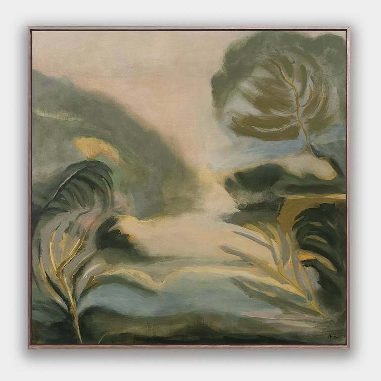 Fleeting Daydreams V4 | Large Square Abstract Landscape Original Painting by Harris Fanany